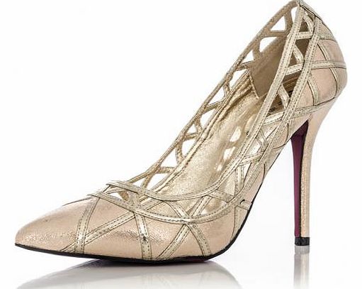 Gold Cut Out Pointed Toe Courts