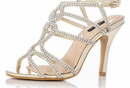 Gold Diamante Loop Sandals