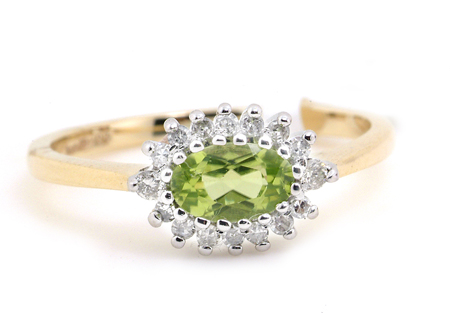 Diamond & Peridot Ring (090)