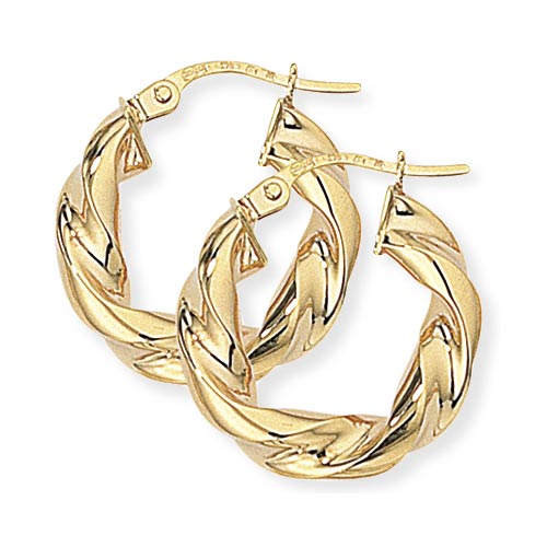 19mm Twisted Hoop Earrings In 9 Carat Yellow Gold