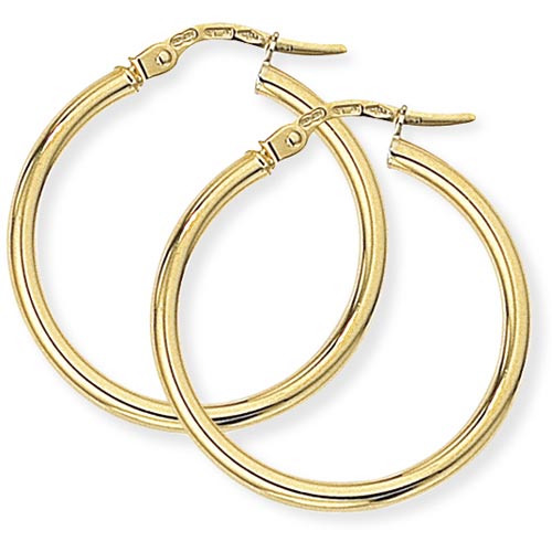 25mm Classic Hoop Earrings In 9 Carat Yellow Gold