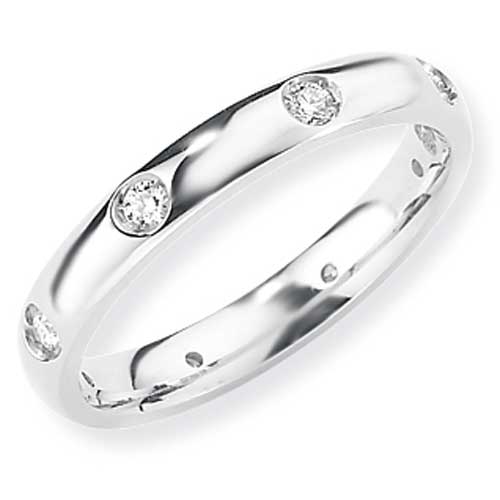 3mm 8-Diamond Court Shaped Wedding Ring Band In 18 Carat White Gold