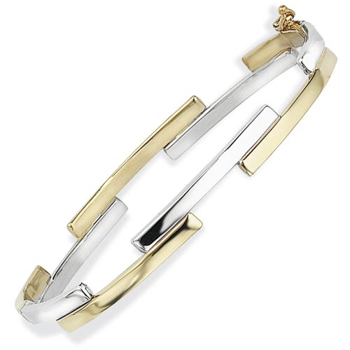 3mm Fancy Bangle In 9 Carat Yellow and White Gold