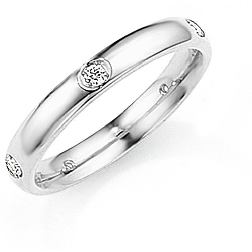 3mm Five Stone Court Shape Band Ring Wedding Ring In 18 Carat White Gold