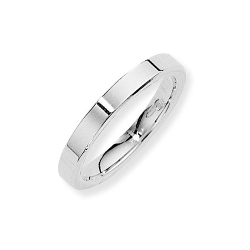 3mm Flat Court Band Ring Wedding Ring In 18 Ct White Gold