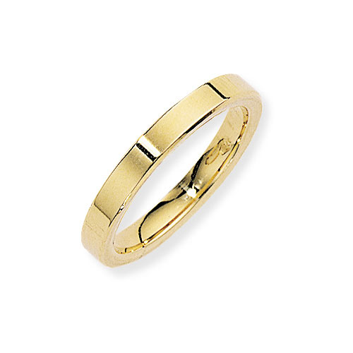 3mm Flat Court Band Ring Wedding Ring In 18 Ct Yellow Gold