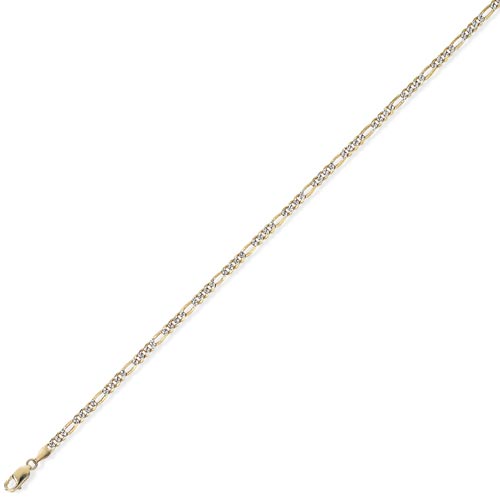 5.5 inch Childs Rhodium Plated Figaro Bracelet In 9 Carat Yellow Gold