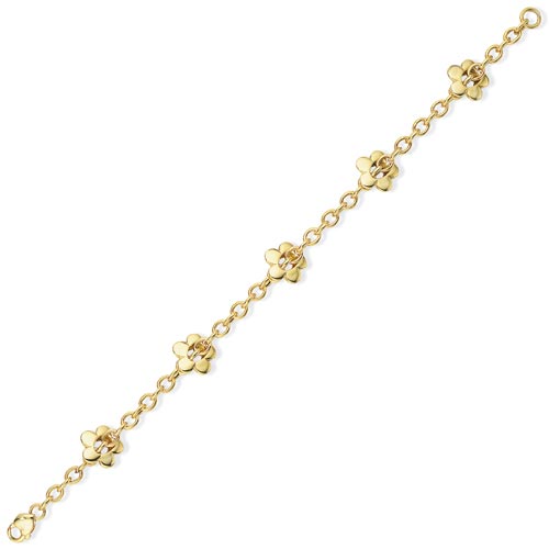 7.25 inch Fancy Belcher Bracelet with Flower Accents In 9 Carat Yellow Gold