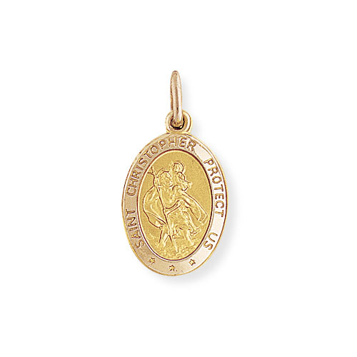 Oval St Christopher Pendant In 9 Carat Yellow Gold