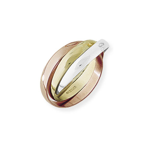 Russian Wedding Band 4mm In 9 Carat Yellow, White and Rose Gold