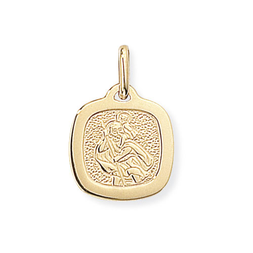 St Christopher Square Pendant In 9 Carat Yellow Gold
