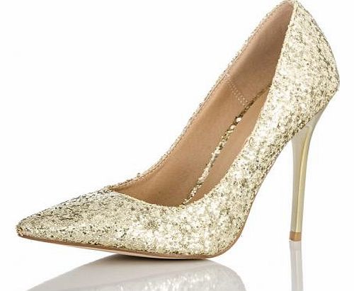 Gold Glitter Pointed Toe Courts