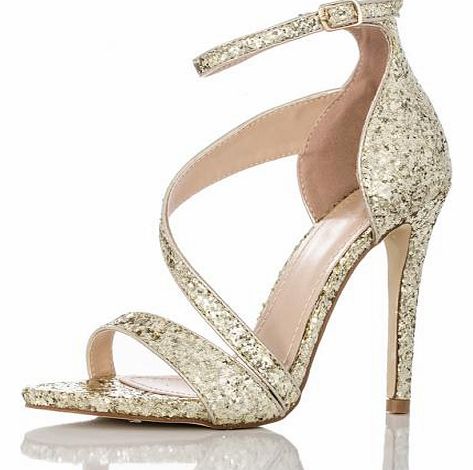 Gold Glitter Strap Sandals