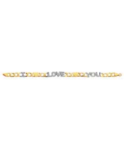 gold Plated Silver I Love You Curb Bracelet