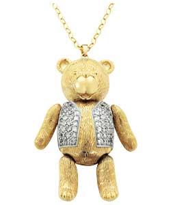 Gold Plated Silver Teddy Bear Pendant