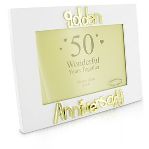 Golden Anniversary White 6x4 Photo Frame