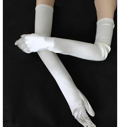 golden partners 22`` Extra Long Sexy White Satin Gloves Bridal Wedding Party Gift