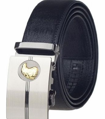 Golden_fame Mens Smooth fine Leather Fashion designer Ratchet Belts 1.38`` Black GFSH22027