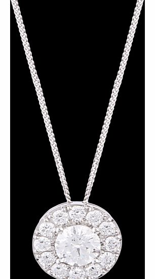 Goldsmiths 18ct White Gold 0.60ct Diamond Halo Pendant