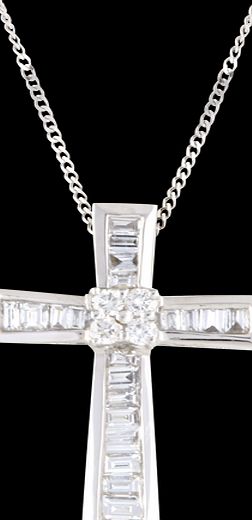 18ct white gold cross diamond pendant