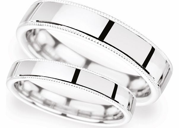 4mm D Shape Heavy milgrain edge Wedding Ring in