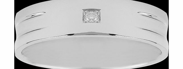 Goldsmiths 6mm Gents Diamond Set Wedding Ring in 950