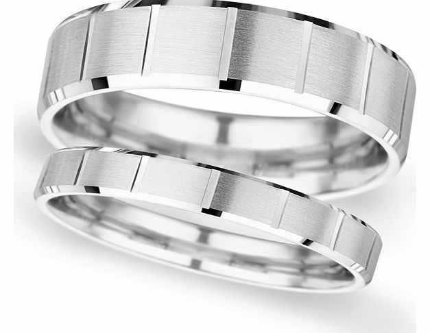 7mm Flat Court Heavy Vertical Lines Wedding Ring