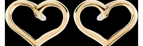 9 Carat Yellow Gold Heart Stud Earrings
