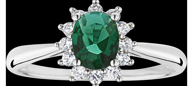 Goldsmiths Created emerald and diamond cluster ring in 9