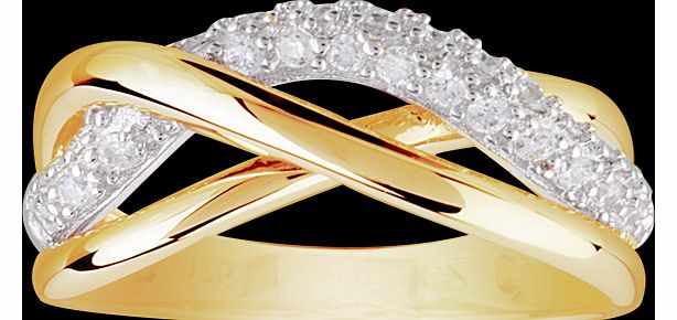 Goldsmiths Cubic Zirconia Cross Over Ring in Yellow Gold