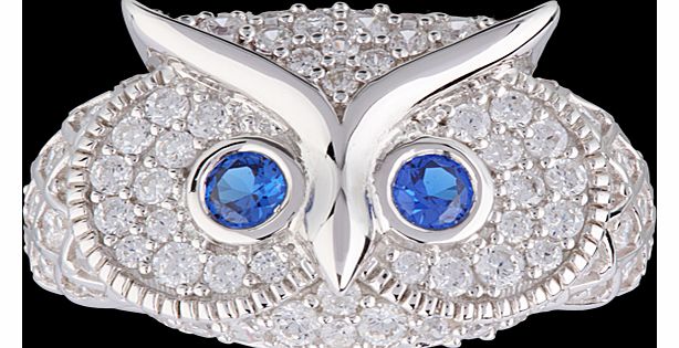 Goldsmiths Cubic Zirconia Owl Ring in Sterling Silver