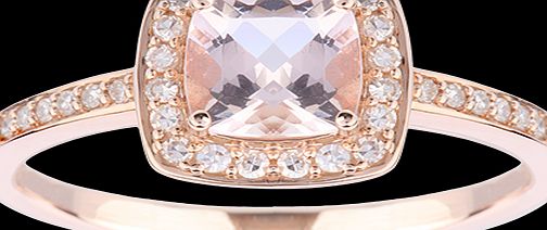 Goldsmiths Cushion Cut Morganite and Diamond Ring in 9