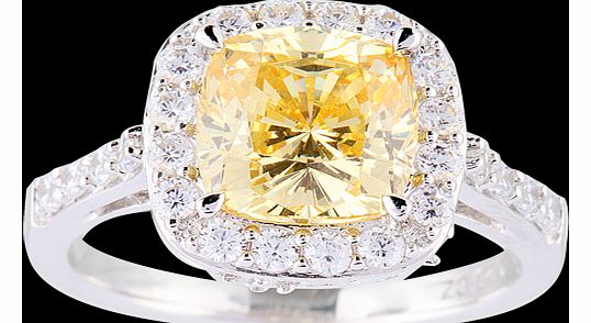 Goldsmiths Cushion Cut Yellow Cubic Zirconia Ring in