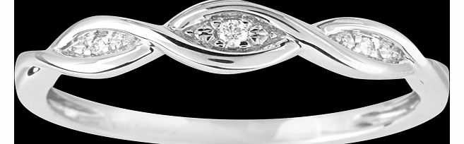 Goldsmiths Diamond three twist ring set in 9 carat white