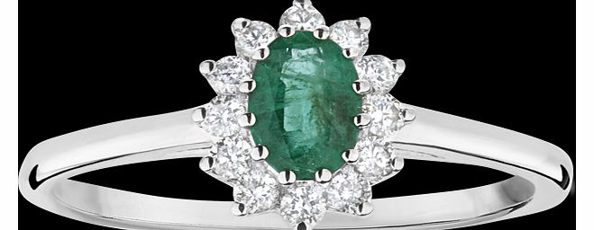 Goldsmiths Emerald and 0.25 total carat weight cluster