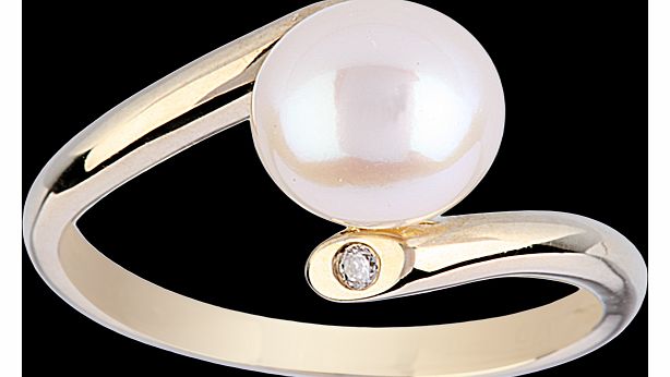 Goldsmiths Fresh Water Pearl Twist Ring in 9 Carat Yellow