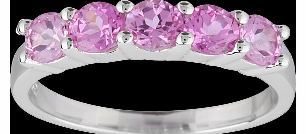 Goldsmiths Fuchsia Pink Cubic Zirconia Five Stone Ring in