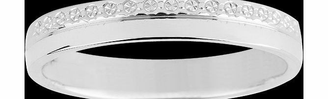 Goldsmiths Ladies Diamond Cut Wedding Ring with Single