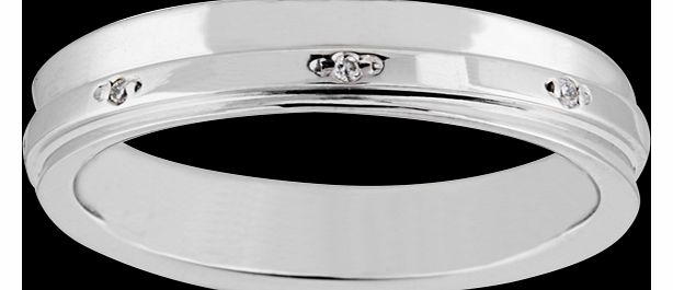 Goldsmiths Ladies diamond set 4mm fancy wedding ring in 18