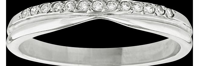 Ladies diamond set shaped wedding ring in 18