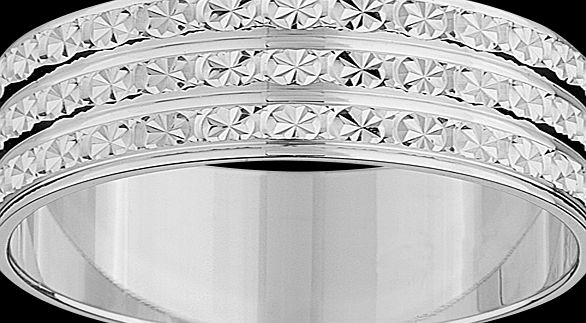Goldsmiths Ladies three row sparkling cut ring in 18 carat