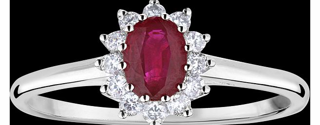 Ruby and 0.25 total carat weight diamond cluster