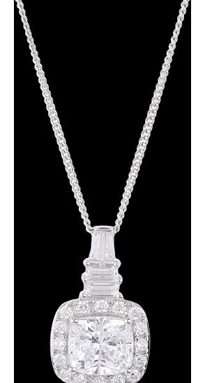 Goldsmiths Silver Cubic Zirconia Halo Cushion Pendant