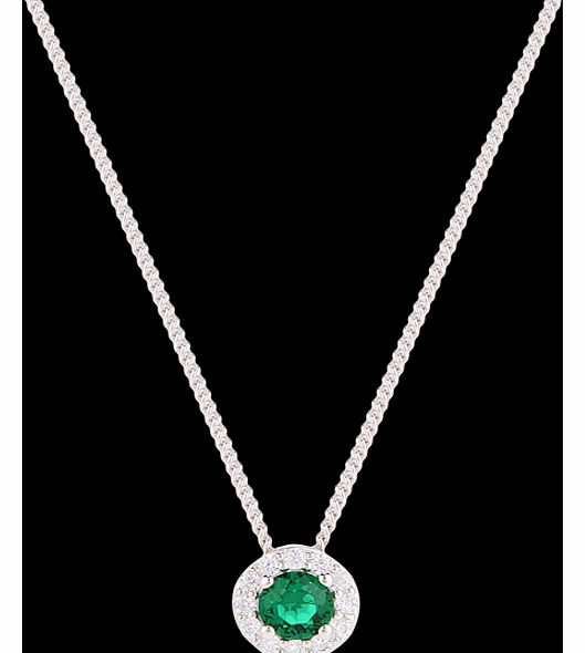 Goldsmiths Silver Green Cubic Zirconia Halo Pendant