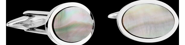 Goldsmiths Silver Oval Smoked Mother Of Pearl Cufflinks