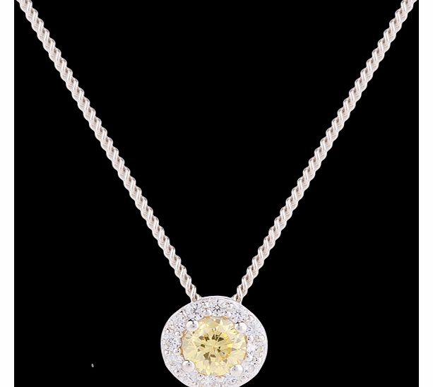 Goldsmiths Silver Yellow Cubic Zirconia Halo Pendant