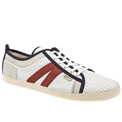 Male Goliath Slogger Ii Leather Upper Fashion Trainers in White and Red