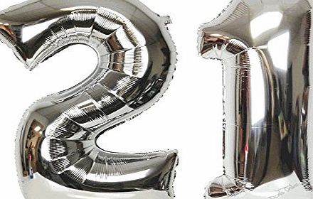 Good Deals Online Large 30`` Classy Silver Helium Foil Balloons for 16th to 90th Birthdays, Anniversaries, Wedding Party, New Years Eve, Holidays, Surprise Party, (21st)