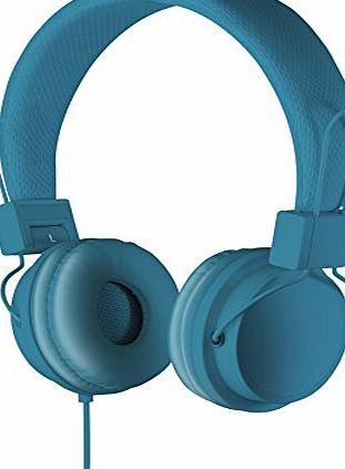 Goodmans Over Ear Headphones with Microphone and Volume Control - Blue