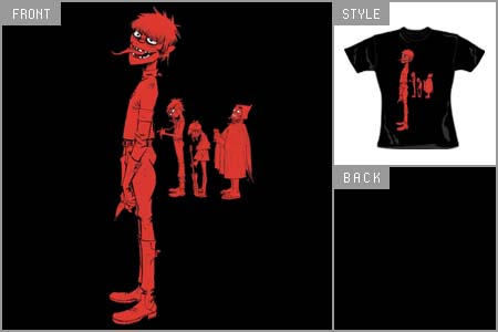 (Murdoc Red) Black Fitted T-shirt